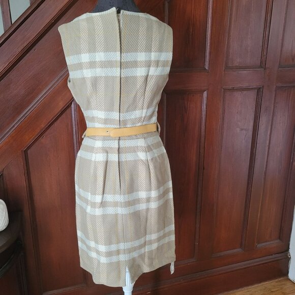 Vintage Country Set By Margit Sleeveless Wool Checkered Dress With Belt - Picture 6 of 7